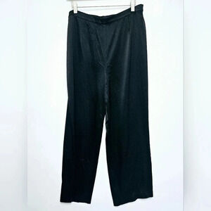 St. John Caviar Black Silky Wide-Leg Trouser Travelers Luxury  Pants Size 12